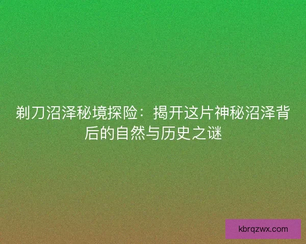 剃刀沼泽秘境探险：揭开这片神秘沼泽背后的自然与历史之谜