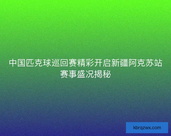 中国匹克球巡回赛精彩开启新疆阿克苏站赛事盛况揭秘